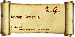 Knapp Gergely névjegykártya